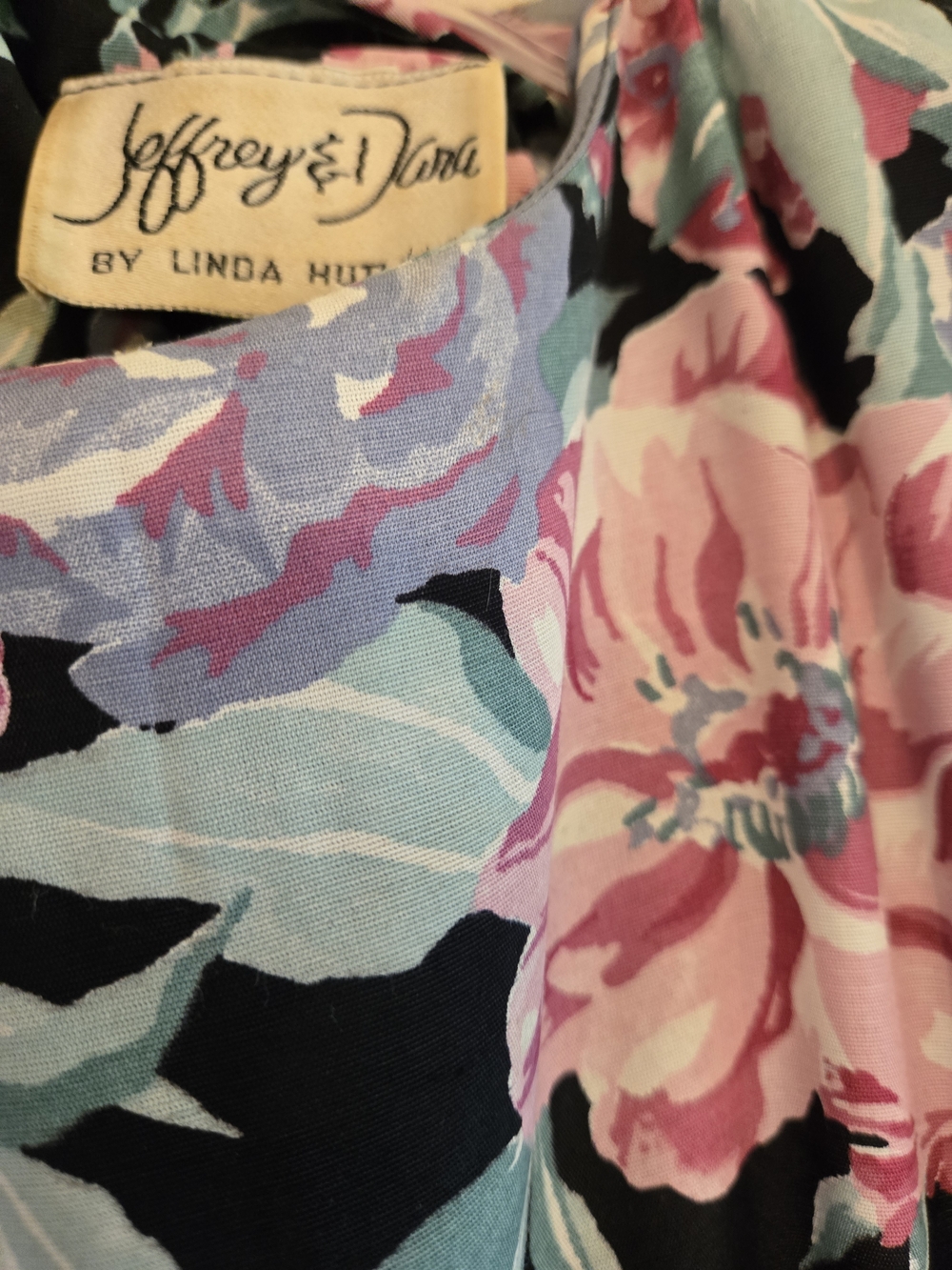 Black Floral Midi Dress with Pink & Cream Blossoms - Picture 2 of 9